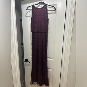 Adrianna Papell size 2 long maroon beaded dress